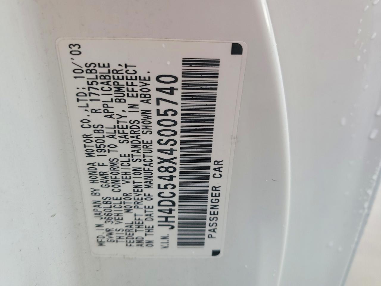 2004 Acura Rsx White vin: JH4DC548X4S005740
