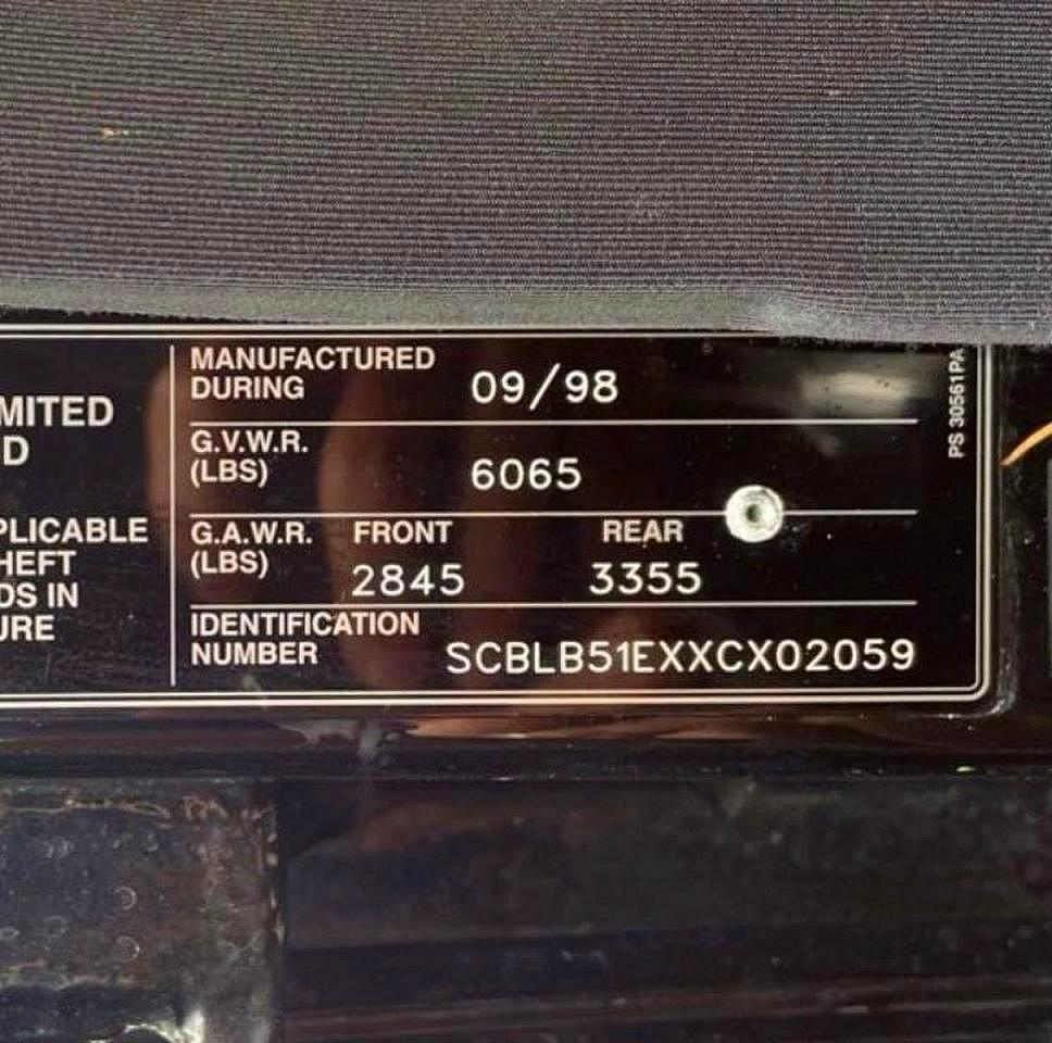 1999 Bentley Arnage Черный vin: SCBLB51EXXCX02059