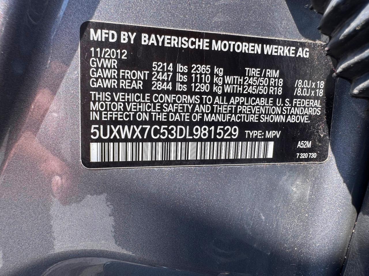2013 Bmw X3 Xdrive35i Blue vin: 5UXWX7C53DL981529