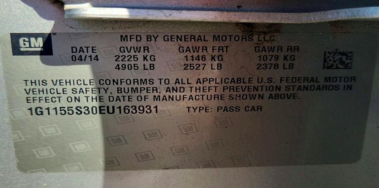 2014 Chevrolet Impala Ltz Silver vin: 1G1155S30EU163931