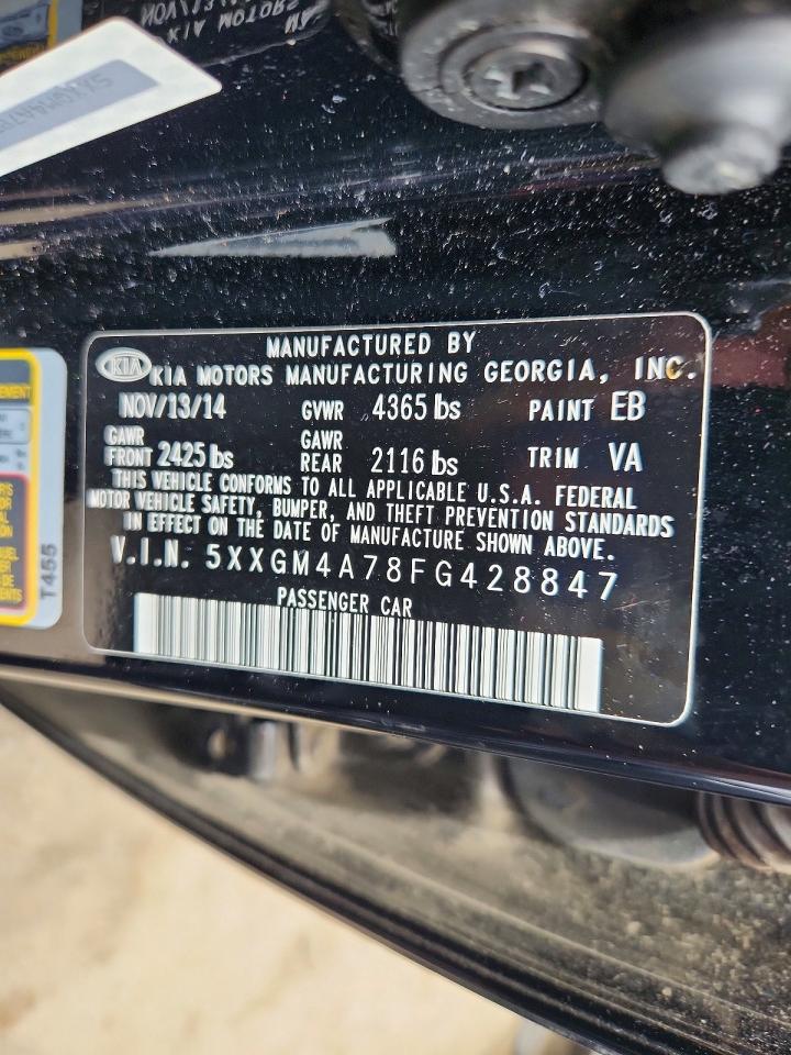 2015 Kia Optima Lx Черный vin: 5XXGM4A78FG428847