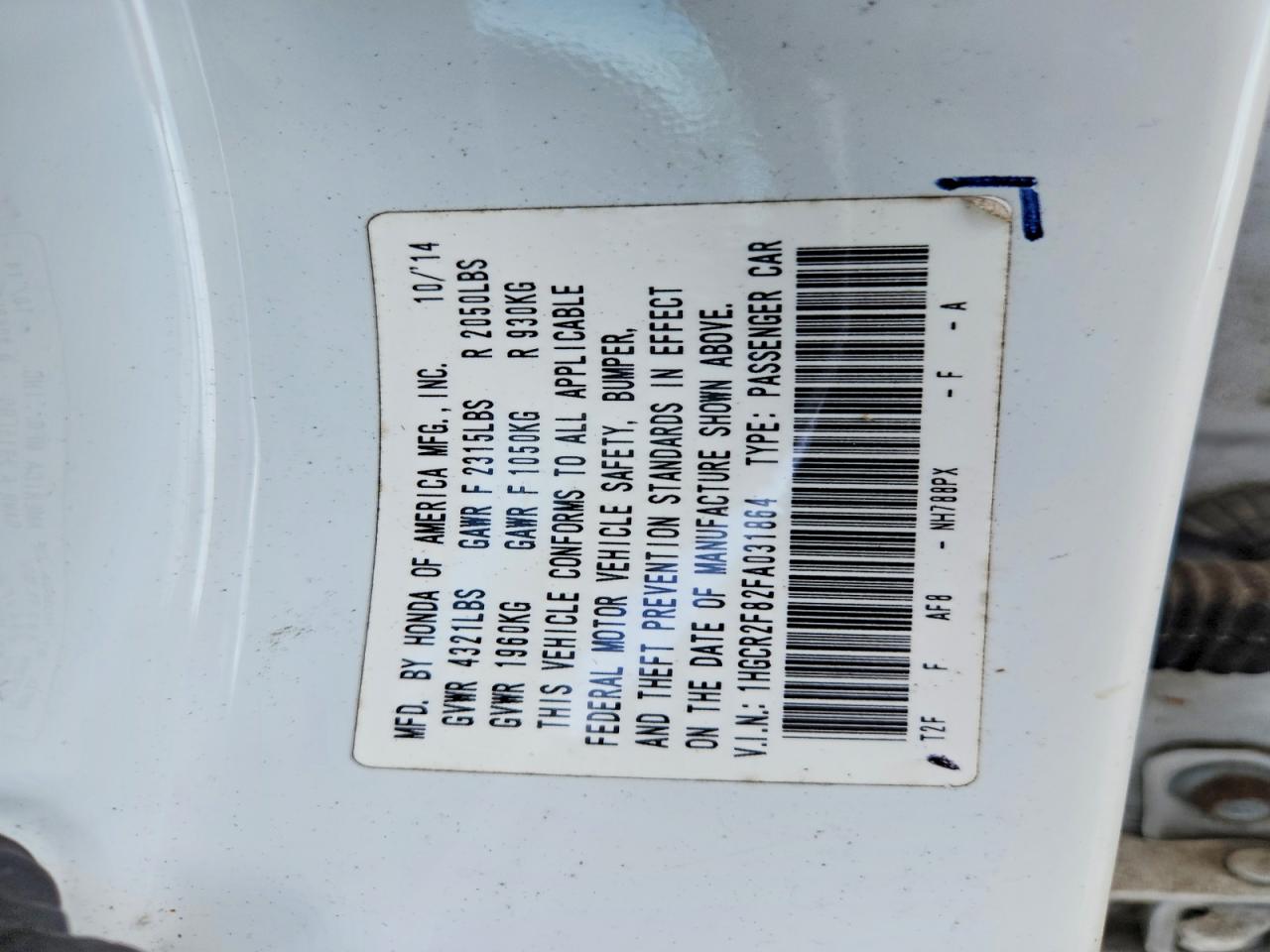 2015 Honda Accord Exl White vin: 1HGCR2F82FA031864
