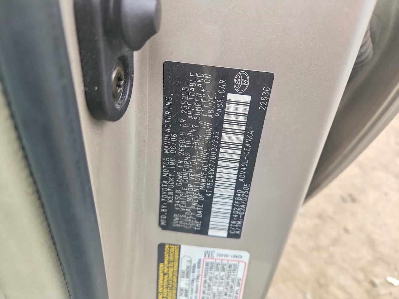 2007 Toyota Camry Le Beige vin: 4T1BE46K77U037233