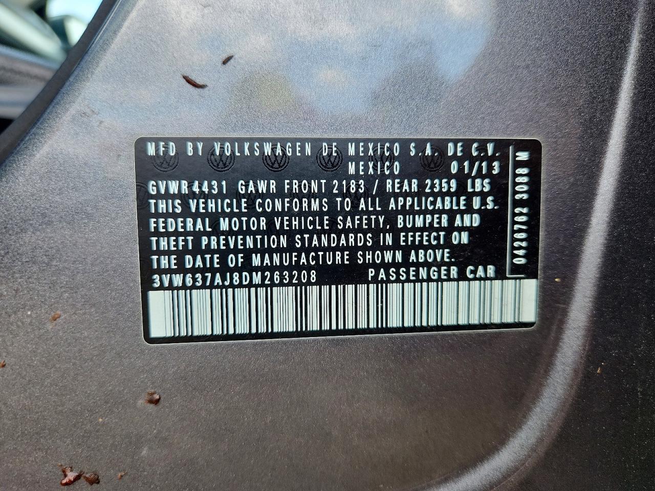 2013 Volkswagen Jetta Hybrid Gray vin: 3VW637AJ8DM263208