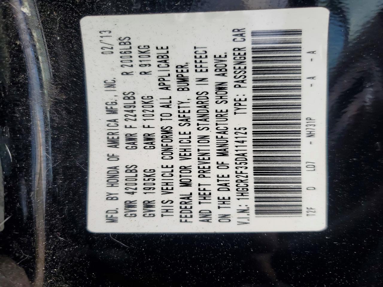 2013 Honda Accord Lx Black vin: 1HGCR2F35DA114125