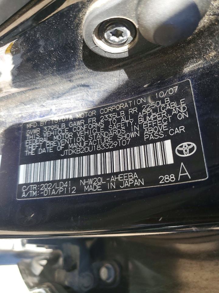 2008 Toyota Prius Base Black vin: JTDKB20U183329107