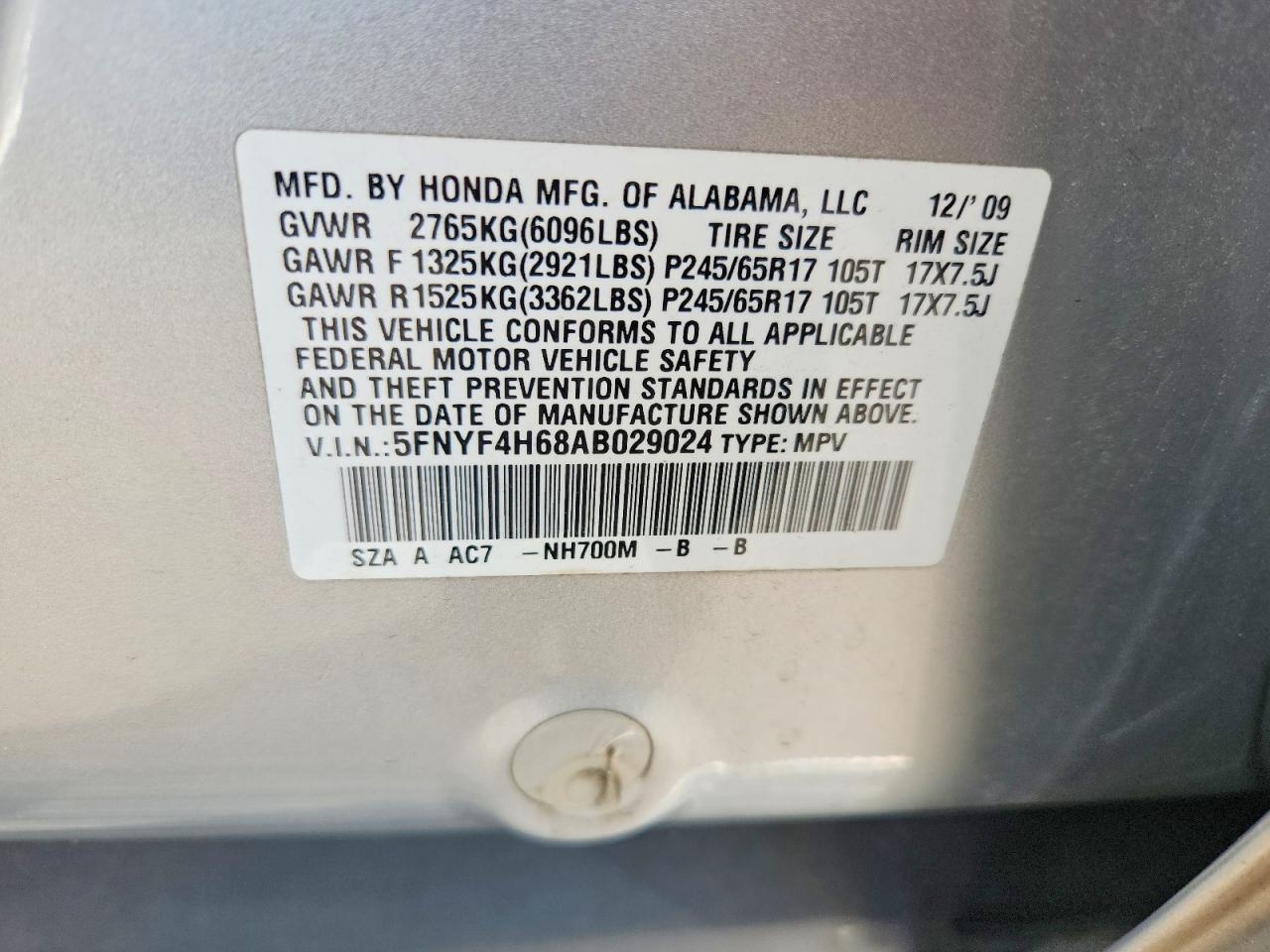 2010 Honda Pilot Exl Silver vin: 5FNYF4H68AB029024