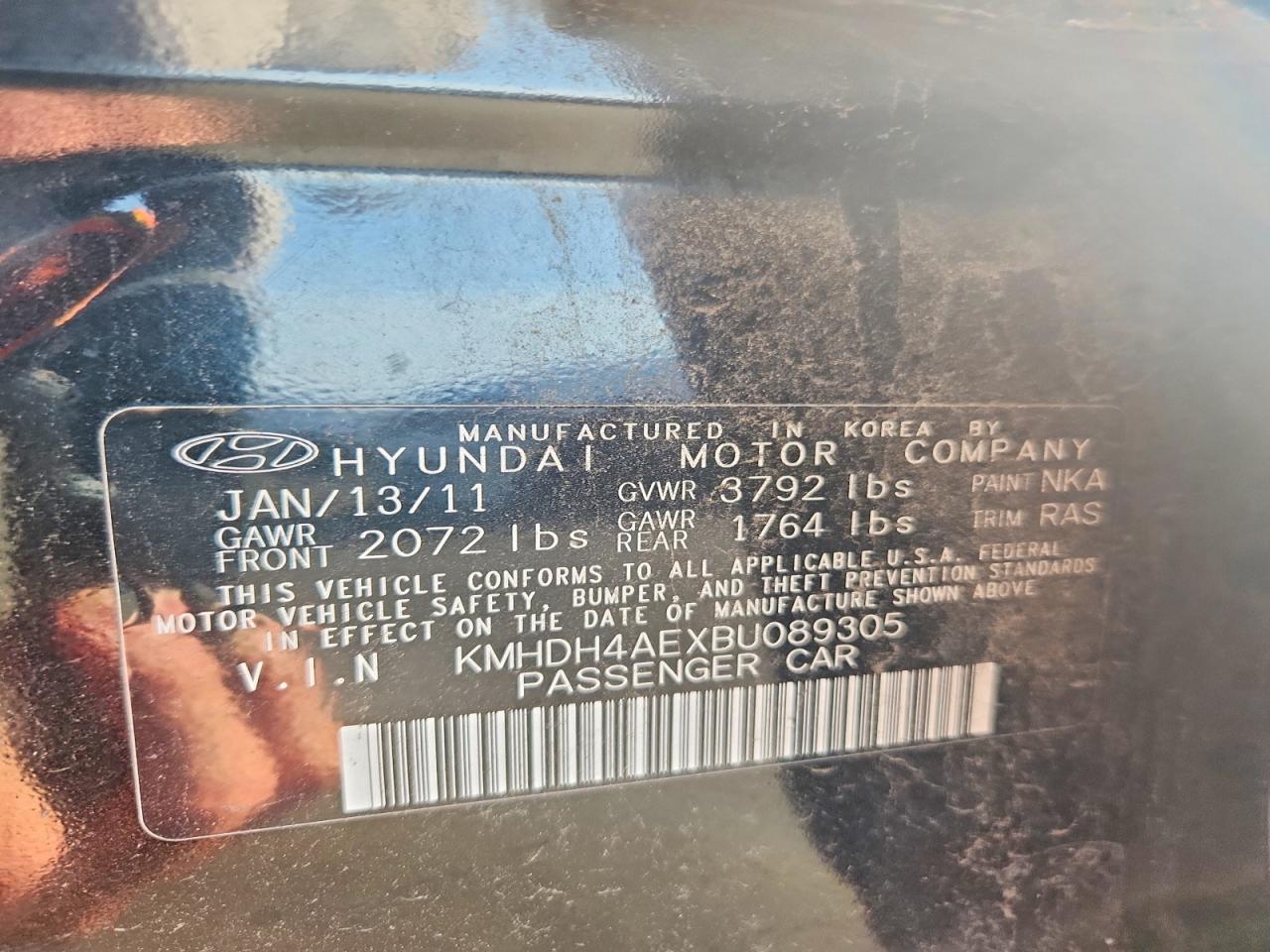 2011 Hyundai Elantra Gls Black vin: KMHDH4AEXBU089305