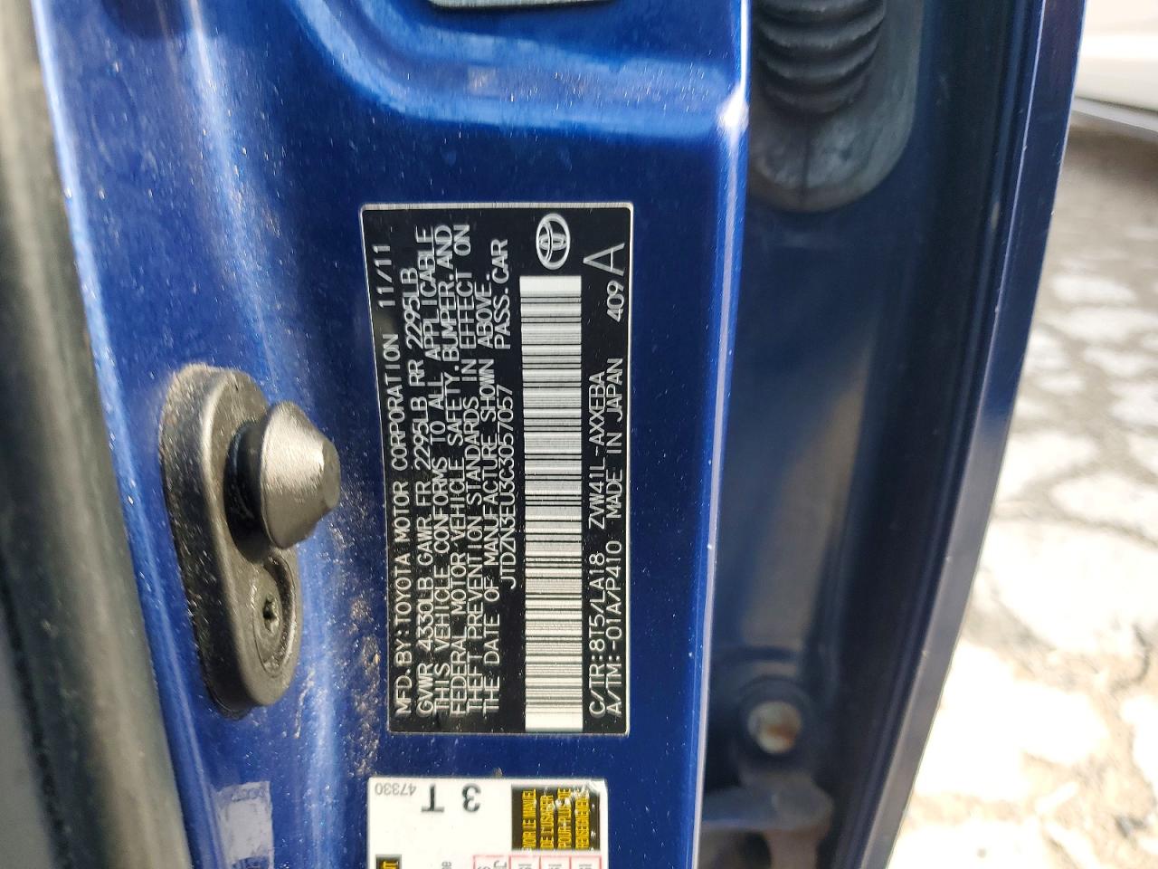 2012 Toyota Prius V Five Blue vin: JTDZN3EU3C3057057