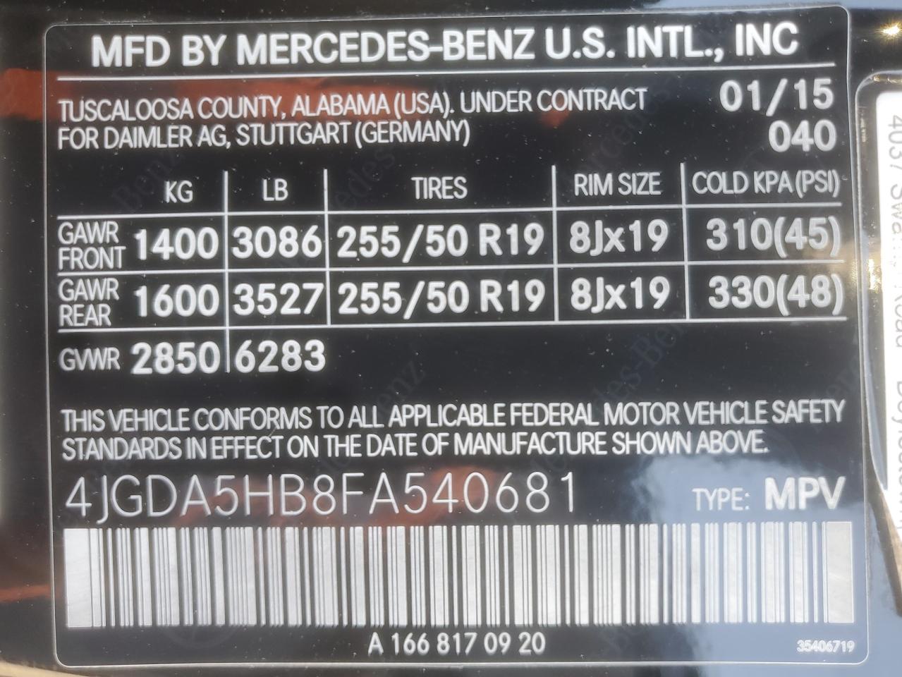 2015 Mercedes-benz Ml 350 4matic Black vin: 4JGDA5HB8FA540681
