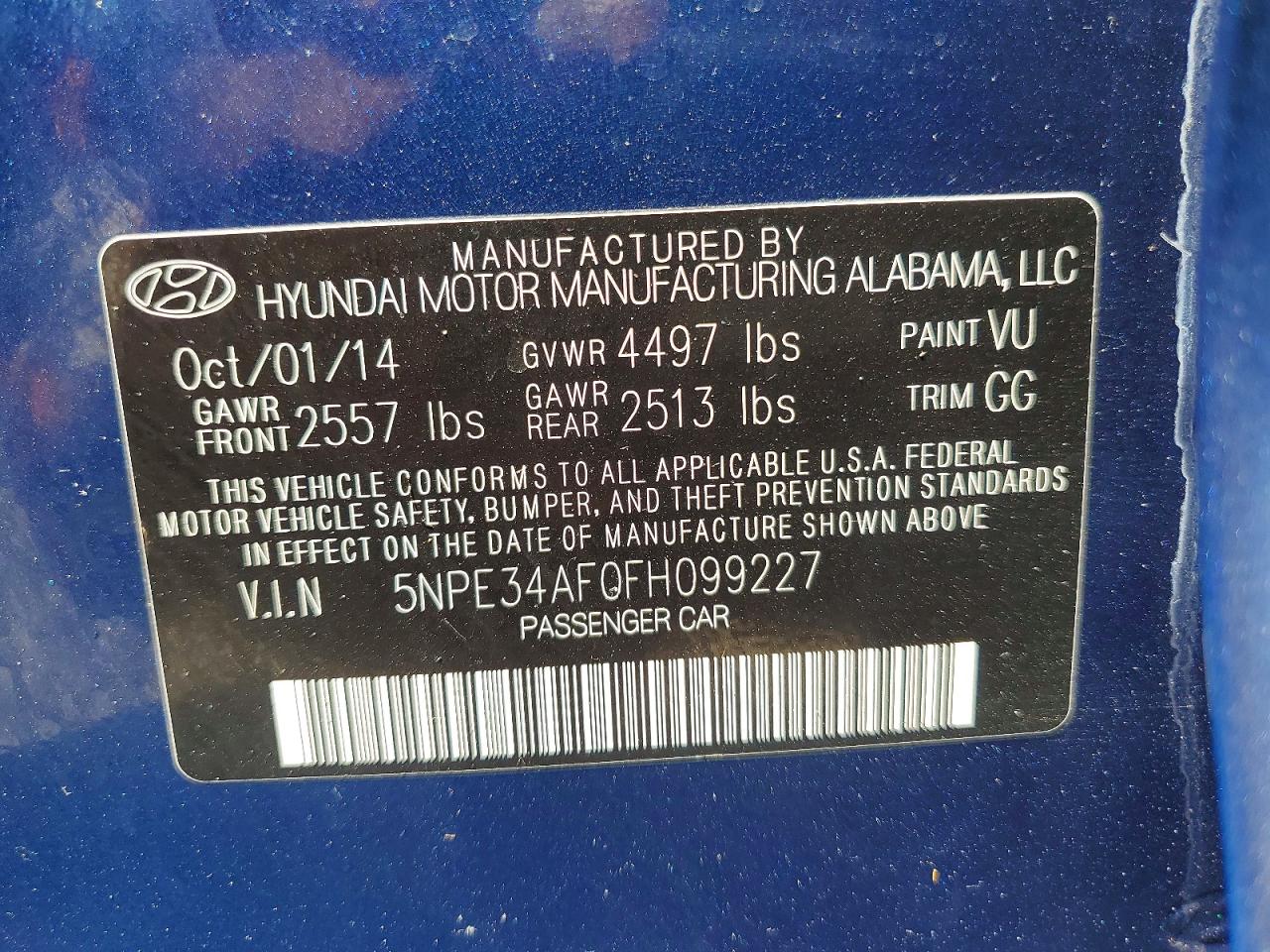 2015 Hyundai Sonata Sport Blue vin: 5NPE34AF0FH099227