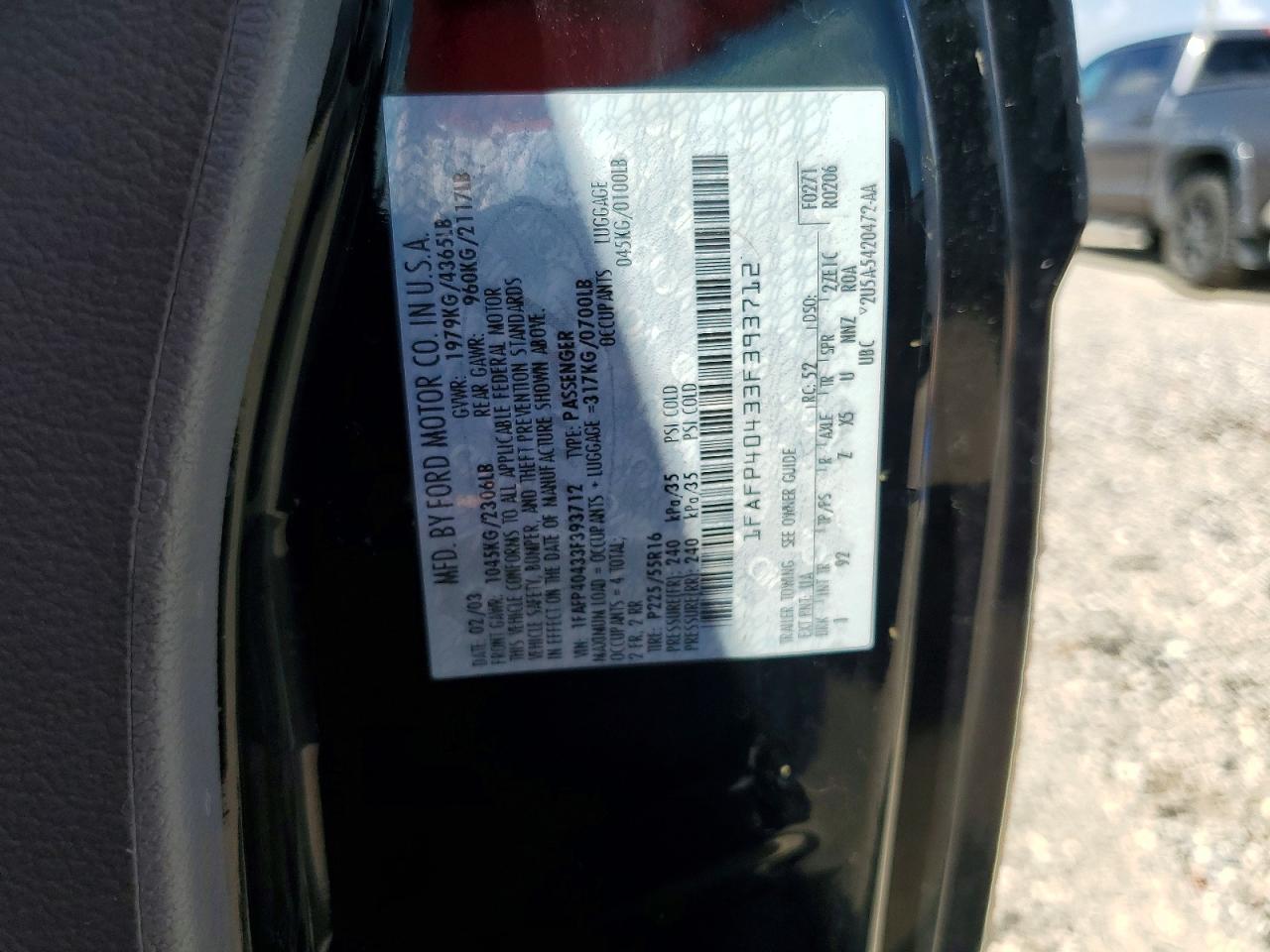 2003 Ford Mustang Black vin: 1FAFP40433F393712