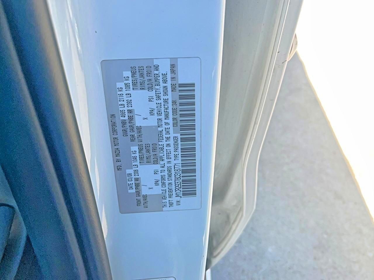 2008 Mazda 5 White vin: JM1CR293780318771