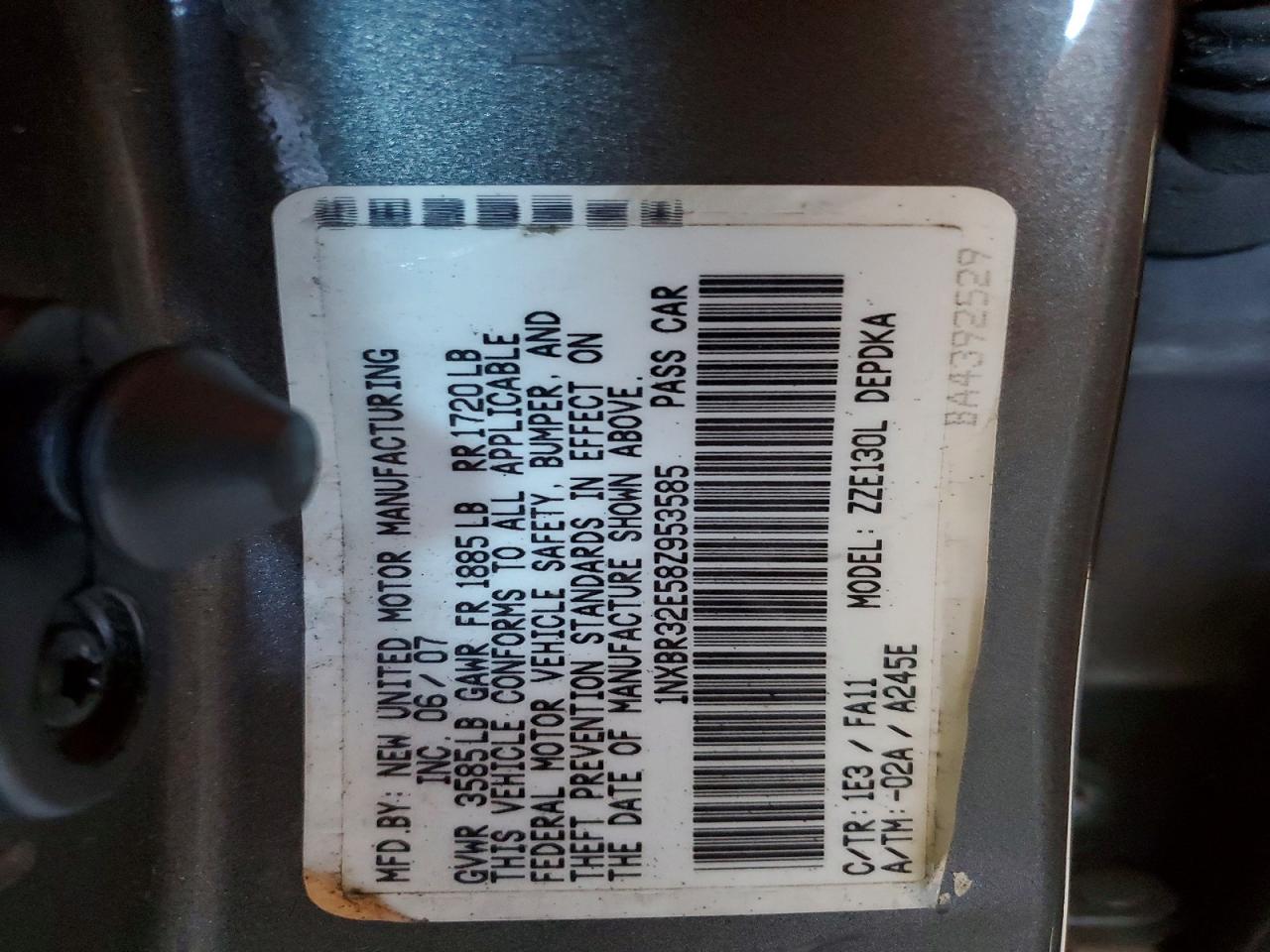 2008 Toyota Corolla Ce Gray vin: 1NXBR32E58Z953585