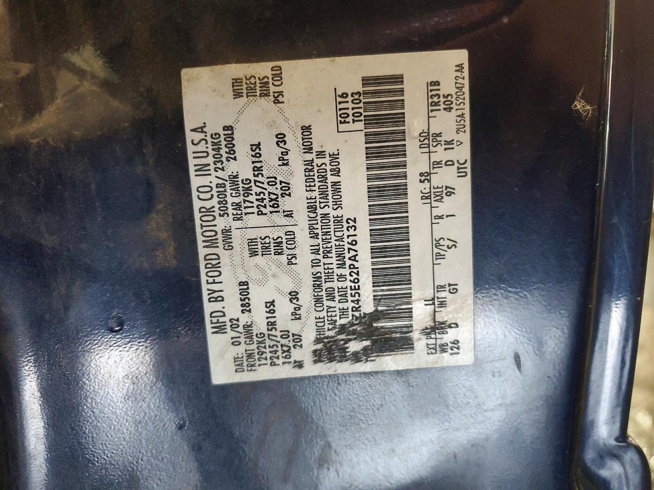 2002 Ford Ranger Super Cab Blue vin: 1FTZR45E62PA76132
