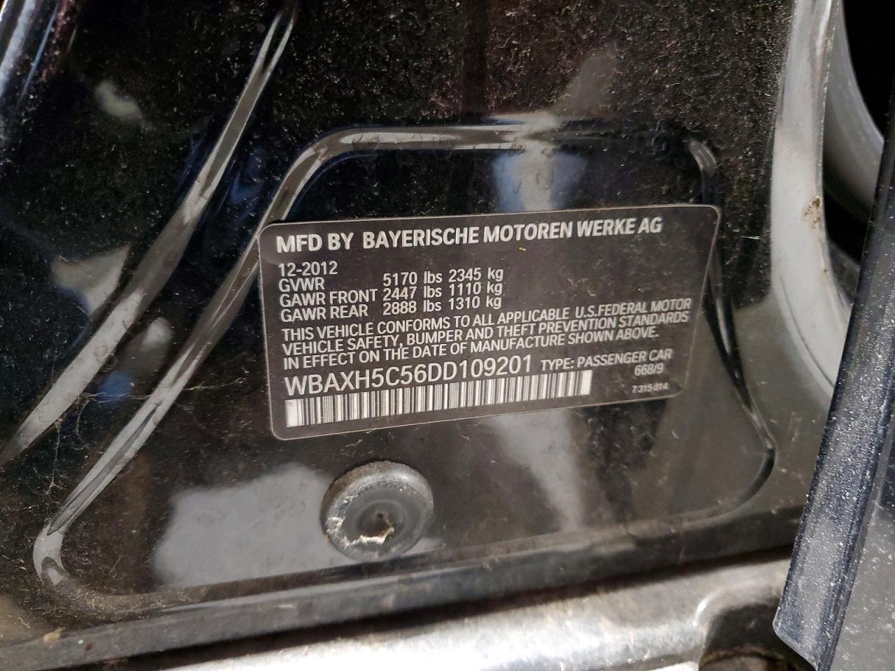 2013 Bmw 528 Xi Black vin: WBAXH5C56DD109201
