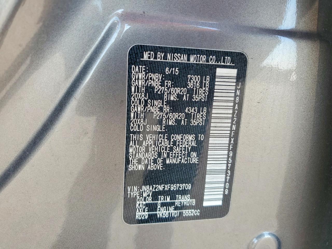 2015 Infiniti Qx80 Base Brown vin: JN8AZ2NFXF9573709