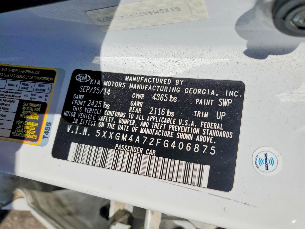 2015 Kia Optima Lx Белый vin: 5XXGM4A72FG406875