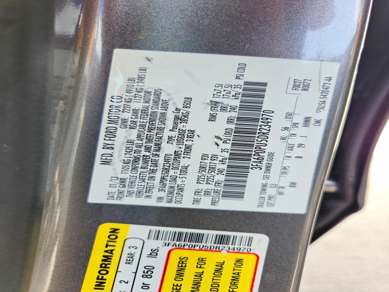 2013 Ford Fusion Se Phev Серый vin: 3FA6P0PU5DR234970