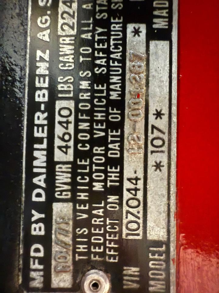1972 Mercedes Benz 350sl Red vin: 10704412001287
