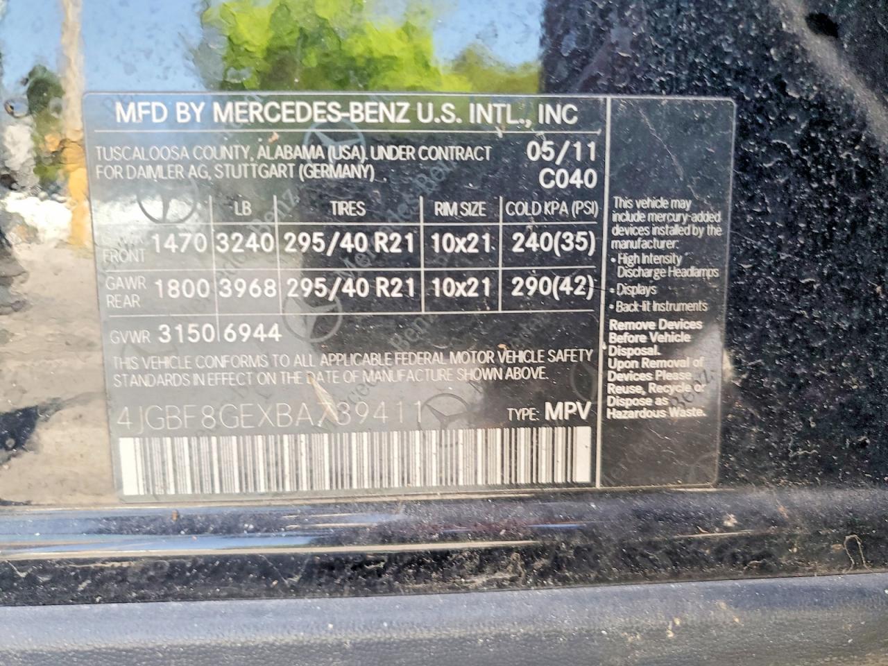 2011 Mercedes-benz Gl 550 4matic Черный vin: 4JGBF8GEXBA739411