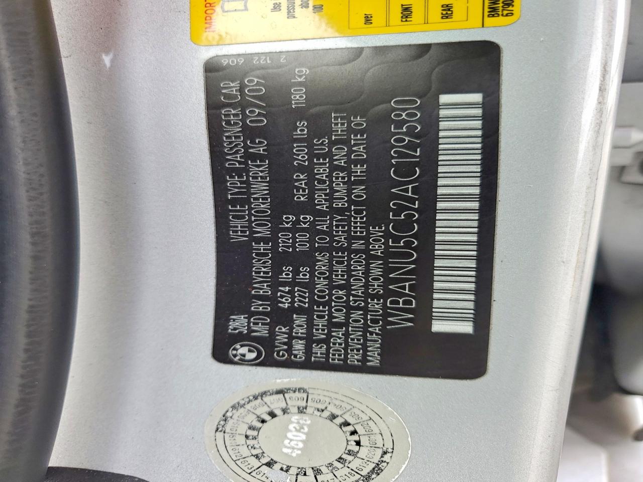 2010 Bmw 528 I Silver vin: WBANU5C52AC129580