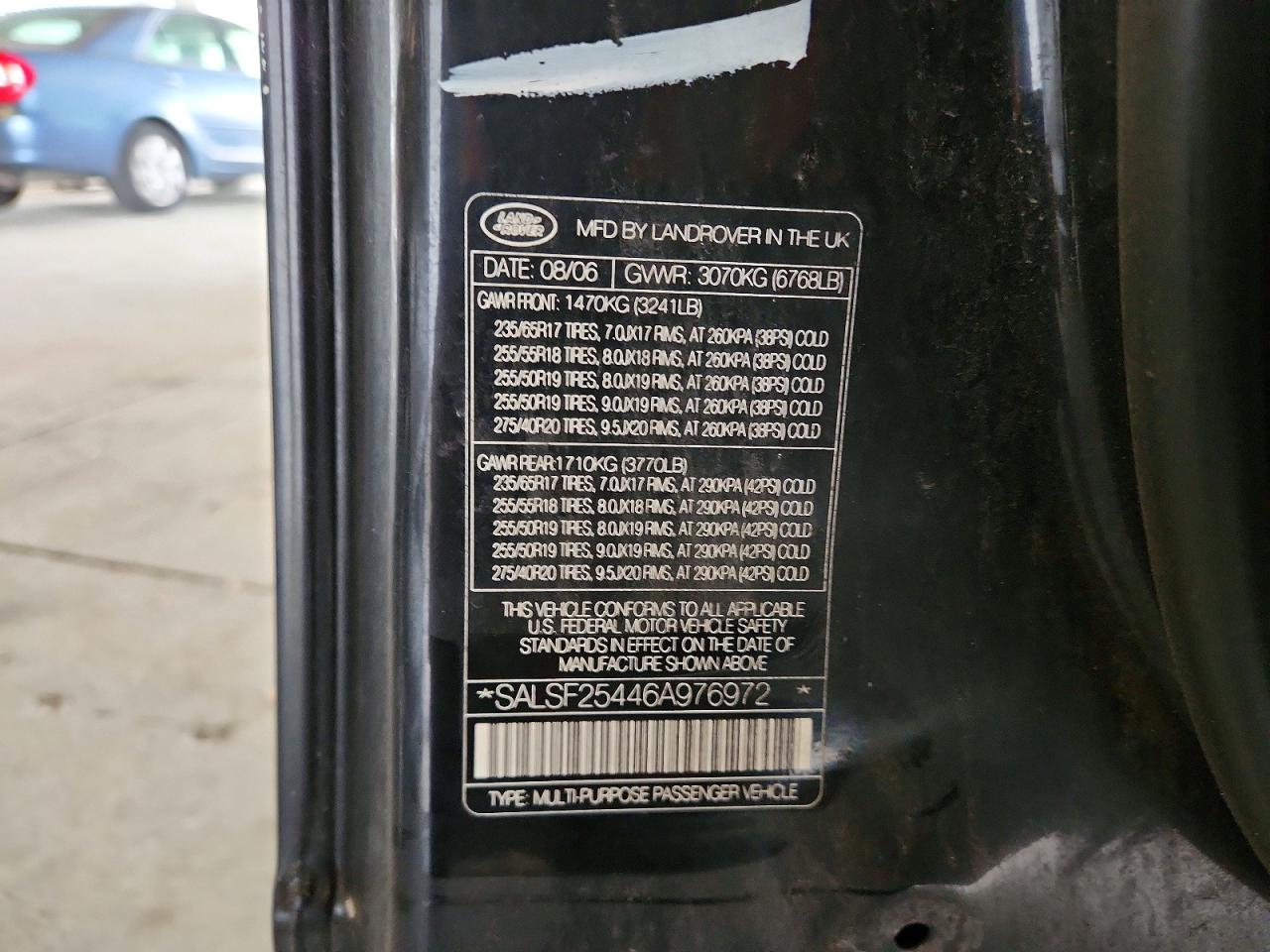 2006 Land Rover Range Rover Sport Hse Black vin: SALSF25446A976972