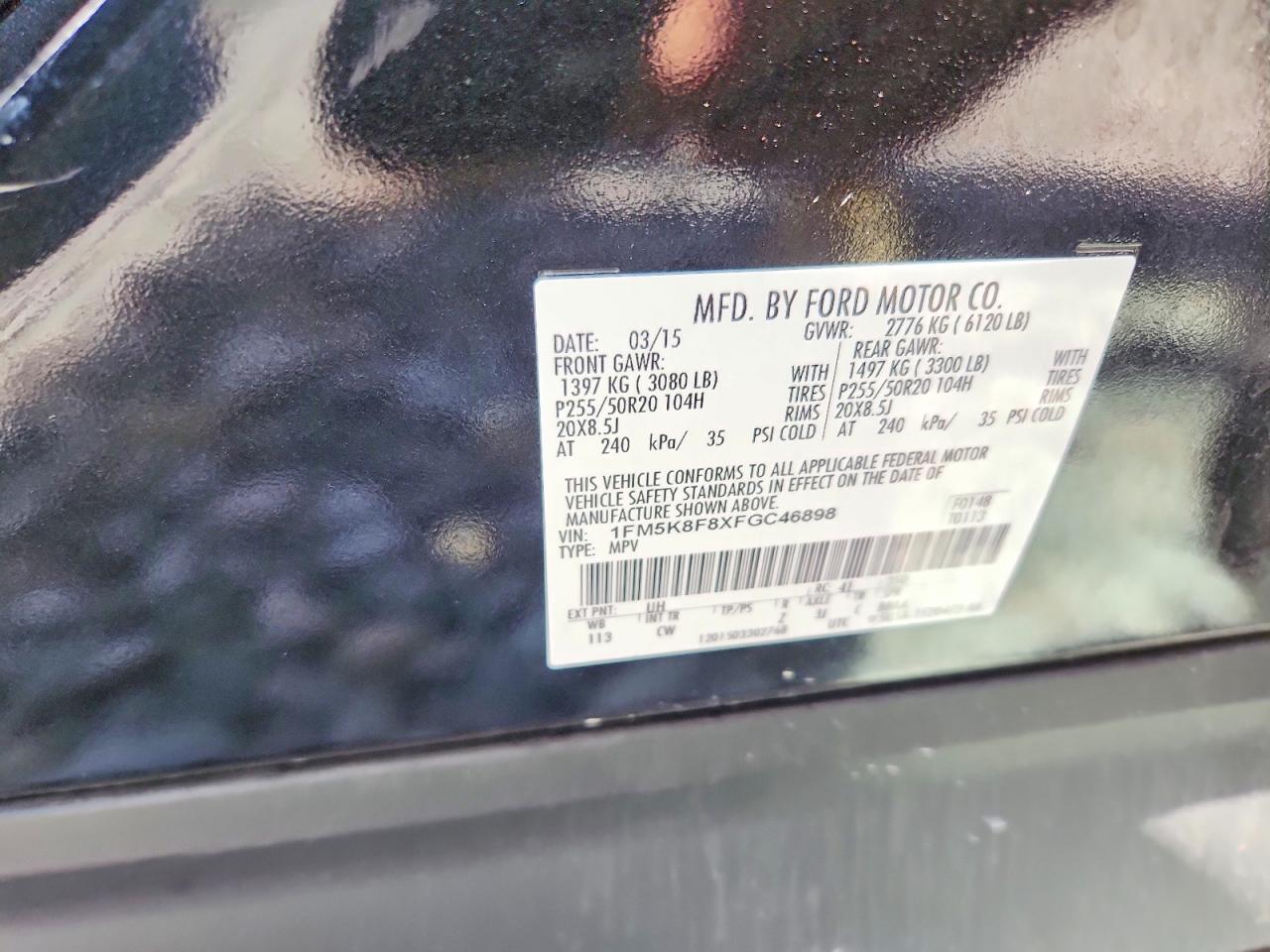 2015 Ford Explorer Limited Black vin: 1FM5K8F8XFGC46898