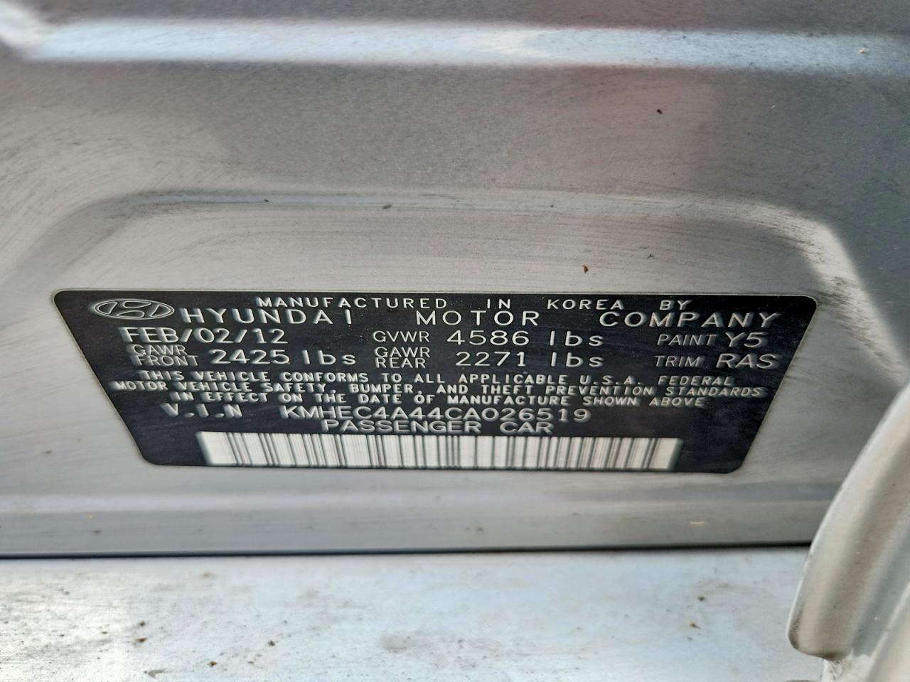 2012 Hyundai Sonata Hybrid Silver vin: KMHEC4A44CA026519