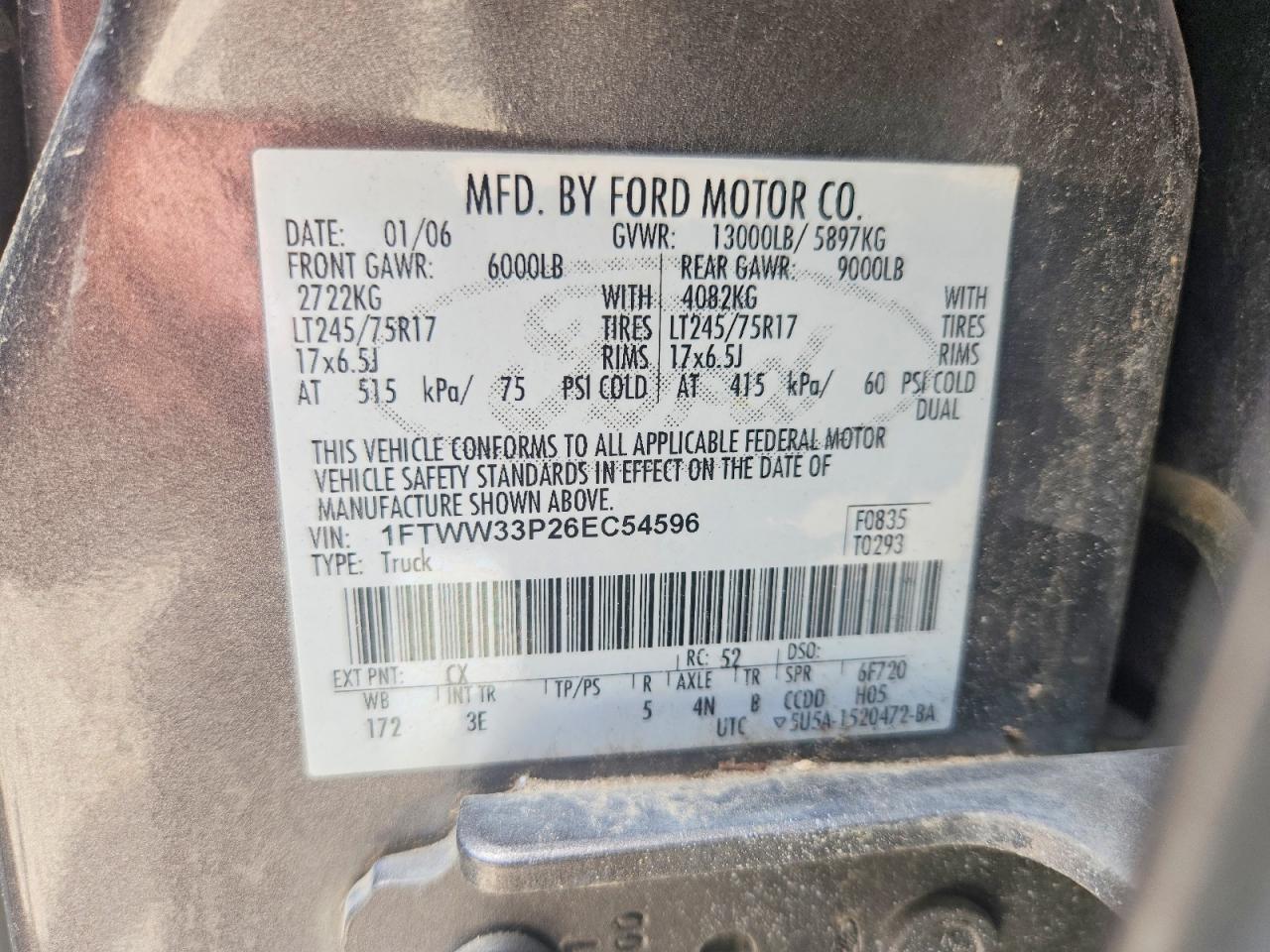 2006 Ford F350 Super Duty Gray vin: 1FTWW33P26EC54596