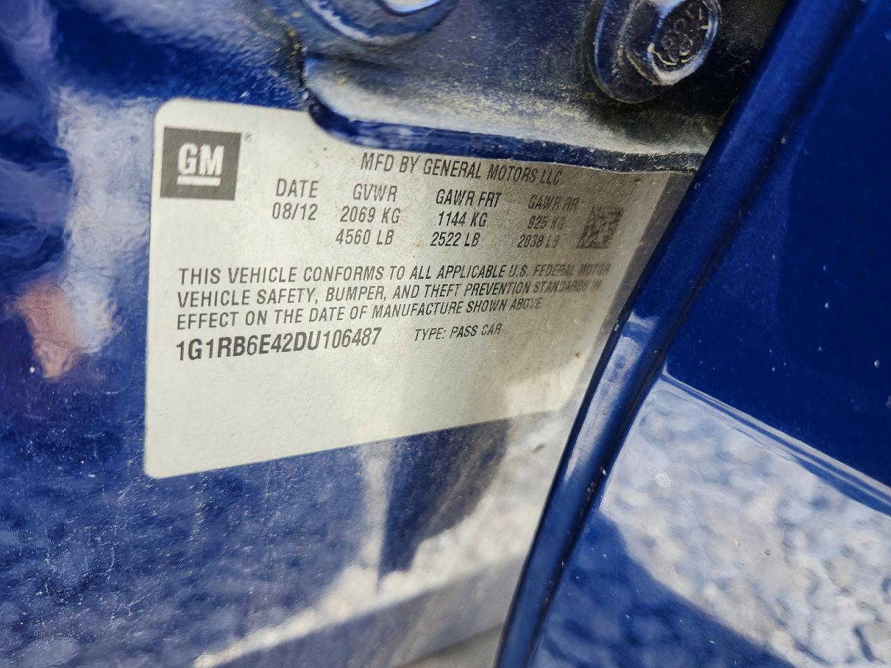2013 Chevrolet Volt Синий vin: 1G1RB6E42DU106487