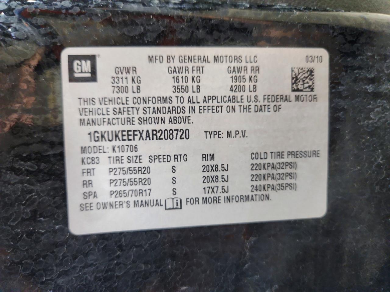 2010 Gmc Yukon Denali Black vin: 1GKUKEEFXAR208720