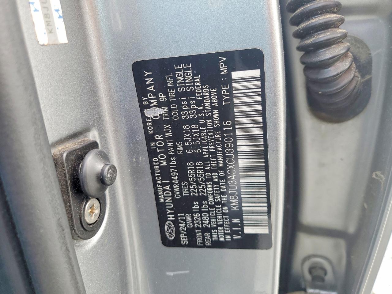 2012 Hyundai Tucson Limited Silver vin: KM8JU3ACXCU390116