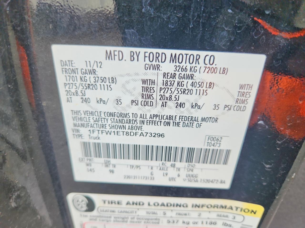 2013 Ford F150 Supercrew Black vin: 1FTFW1ET8DFA73296