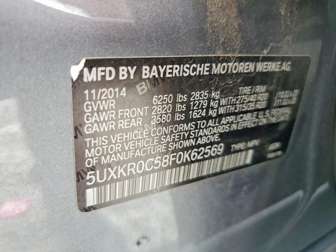 2015 Bmw X5 Xdrive35i Gray vin: 5UXKR0C58F0K62569