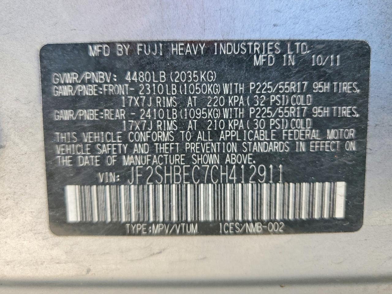 2012 Subaru Forester Limited Silver vin: JF2SHBEC7CH412911