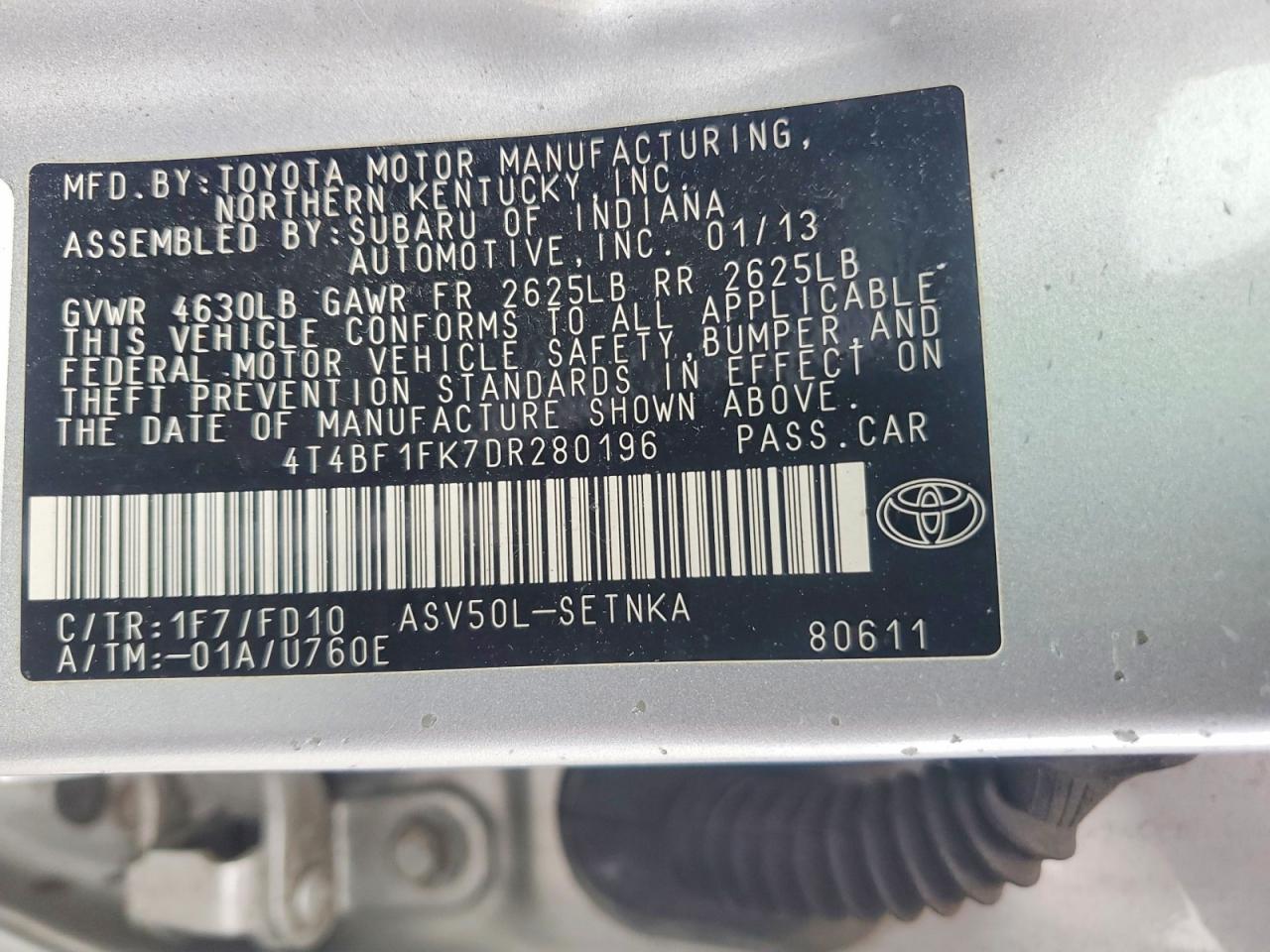 2013 Toyota Camry Le Silver vin: 4T4BF1FK7DR280196