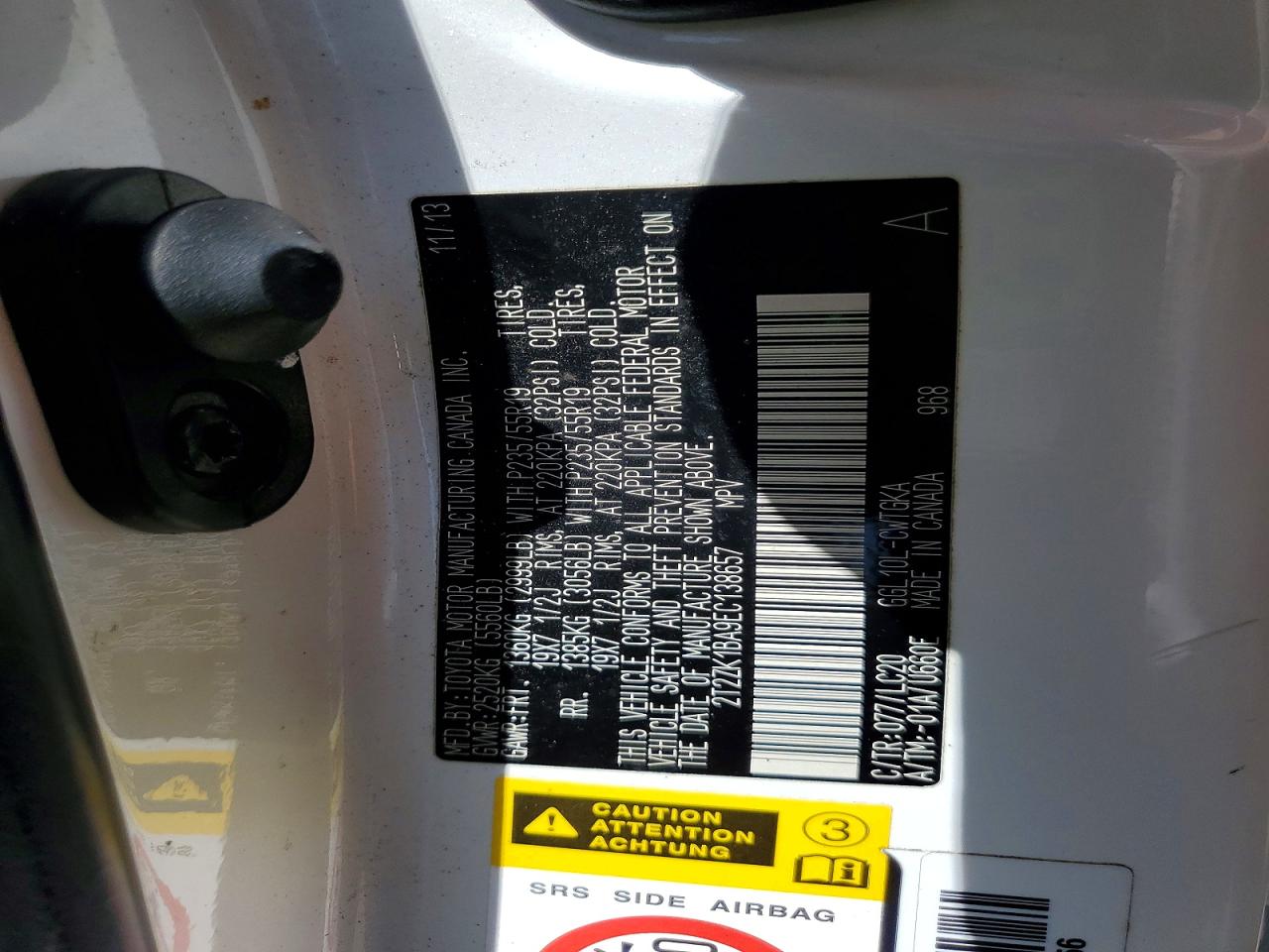 2014 Lexus Rx 350 White vin: 2T2ZK1BA9EC138657