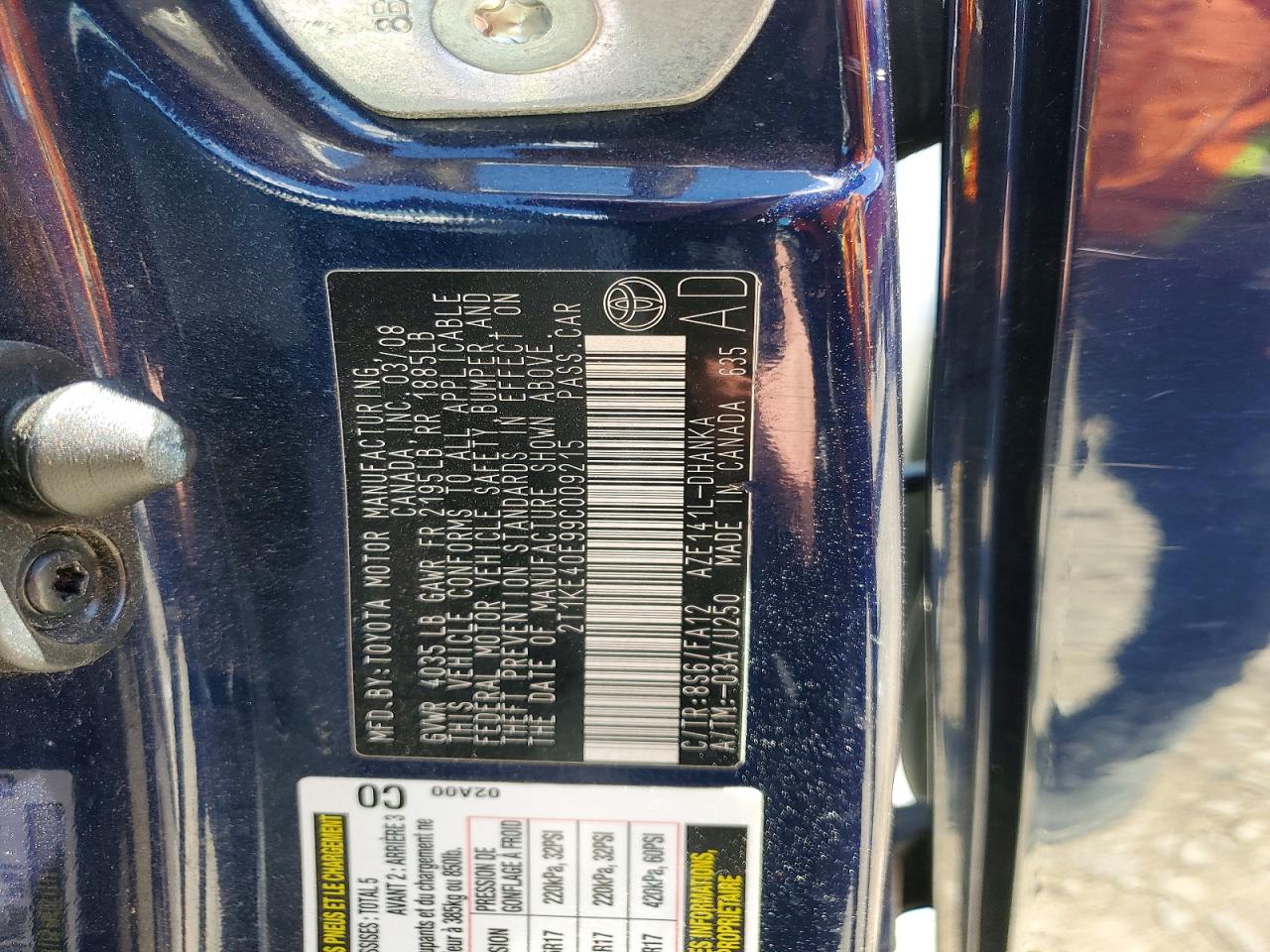 2009 Toyota Corolla Matrix S Blue vin: 2T1KE40E99C009215
