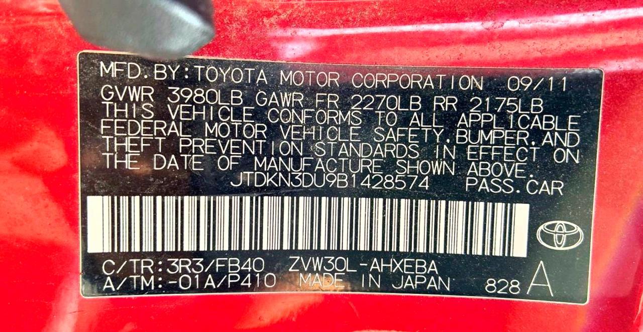 2011 Toyota Prius Two Red vin: JTDKN3DU9B1428574