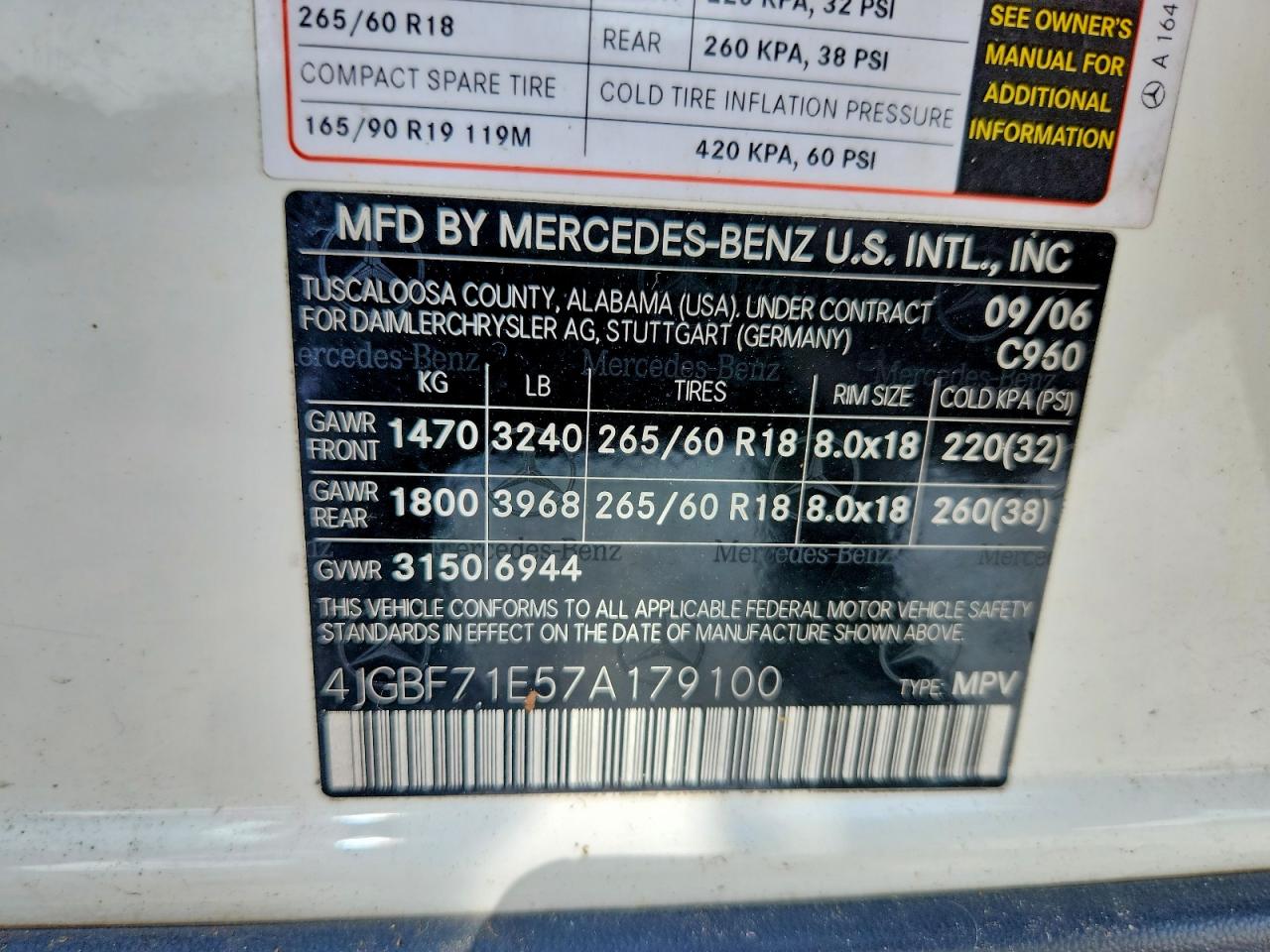 2007 Mercedes-benz Gl 450 4matic White vin: 4JGBF71E57A179100