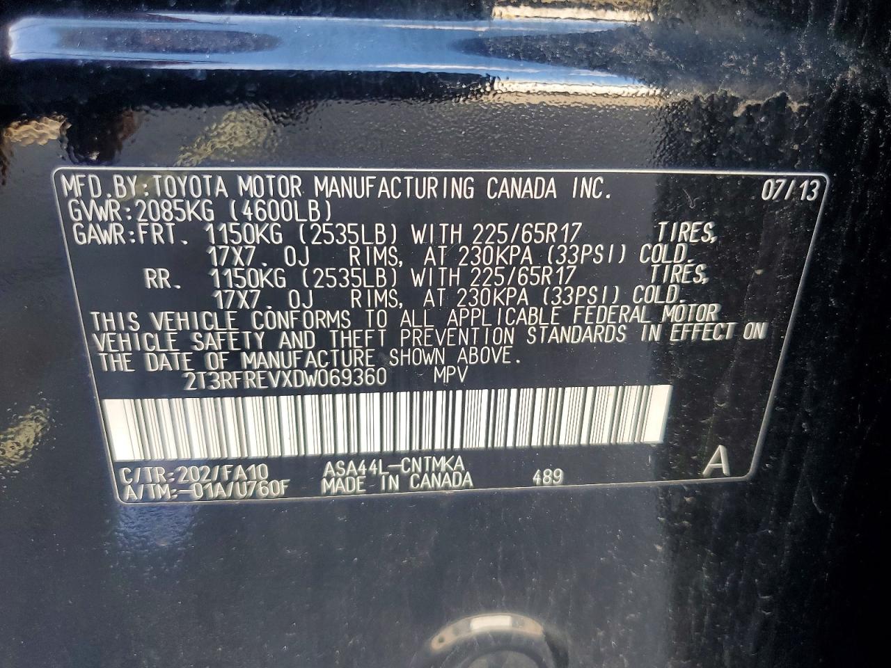 2013 Toyota Rav4 Xle Black vin: 2T3RFREVXDW069360