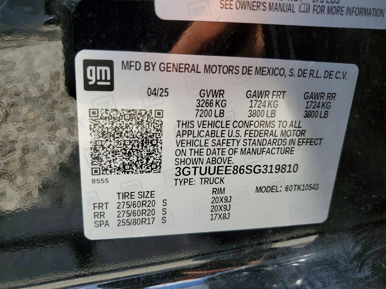 2025 Gmc Sierra K1500 At4 Black vin: 3GTUUEE86SG319810