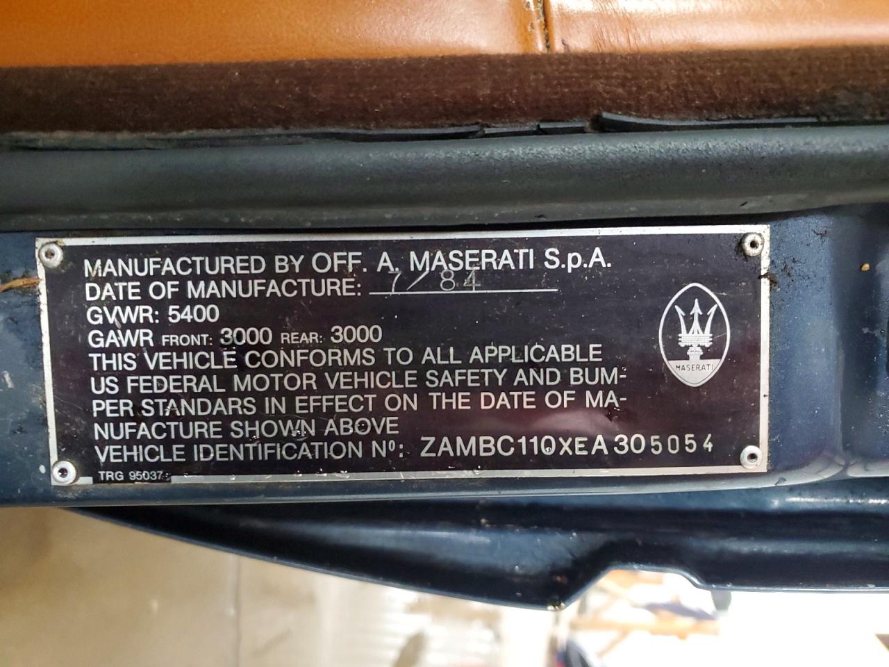 1984 Maserati Quattroporte Blue vin: ZAMBC110XEA305054