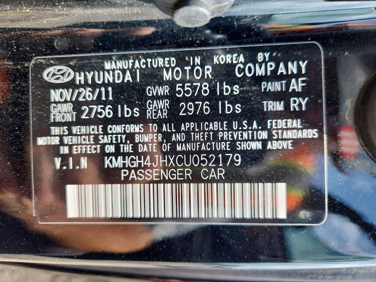 2012 Hyundai Equus Signature Black vin: KMHGH4JHXCU052179