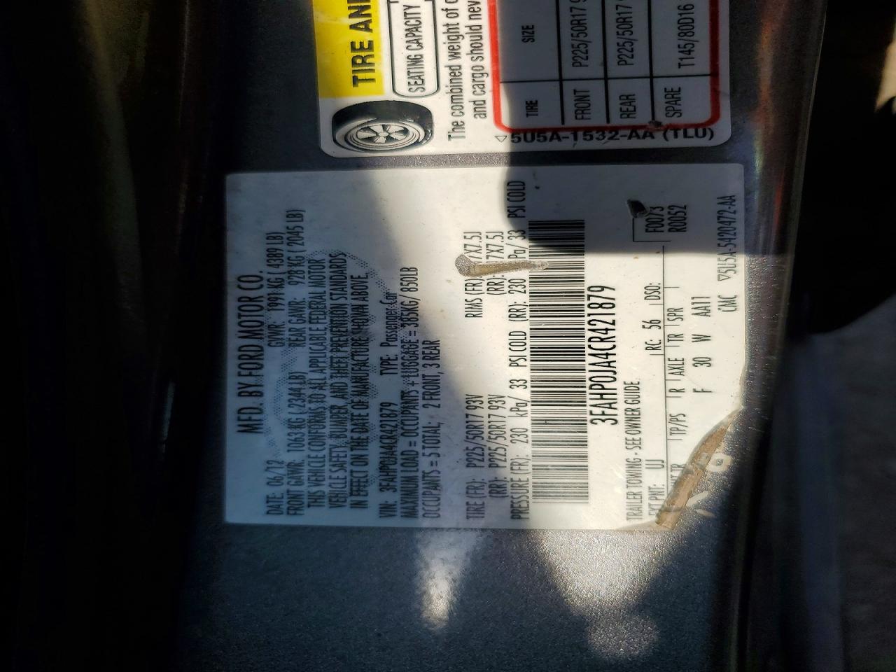 2012 Ford Fusion Sel Gray vin: 3FAHP0JA4CR421879