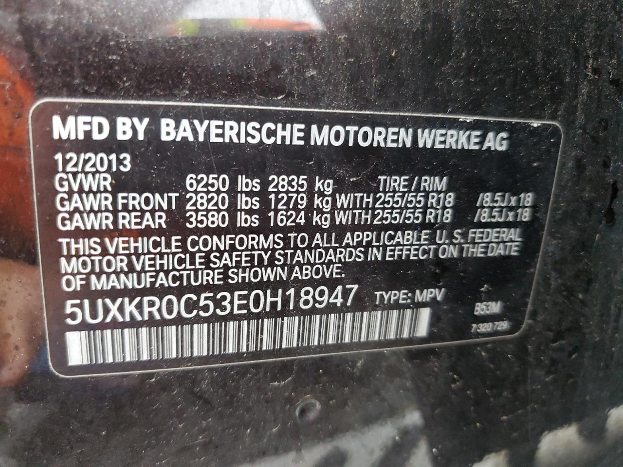 2014 Bmw X5 Xdrive35i Черный vin: 5UXKR0C53E0H18947