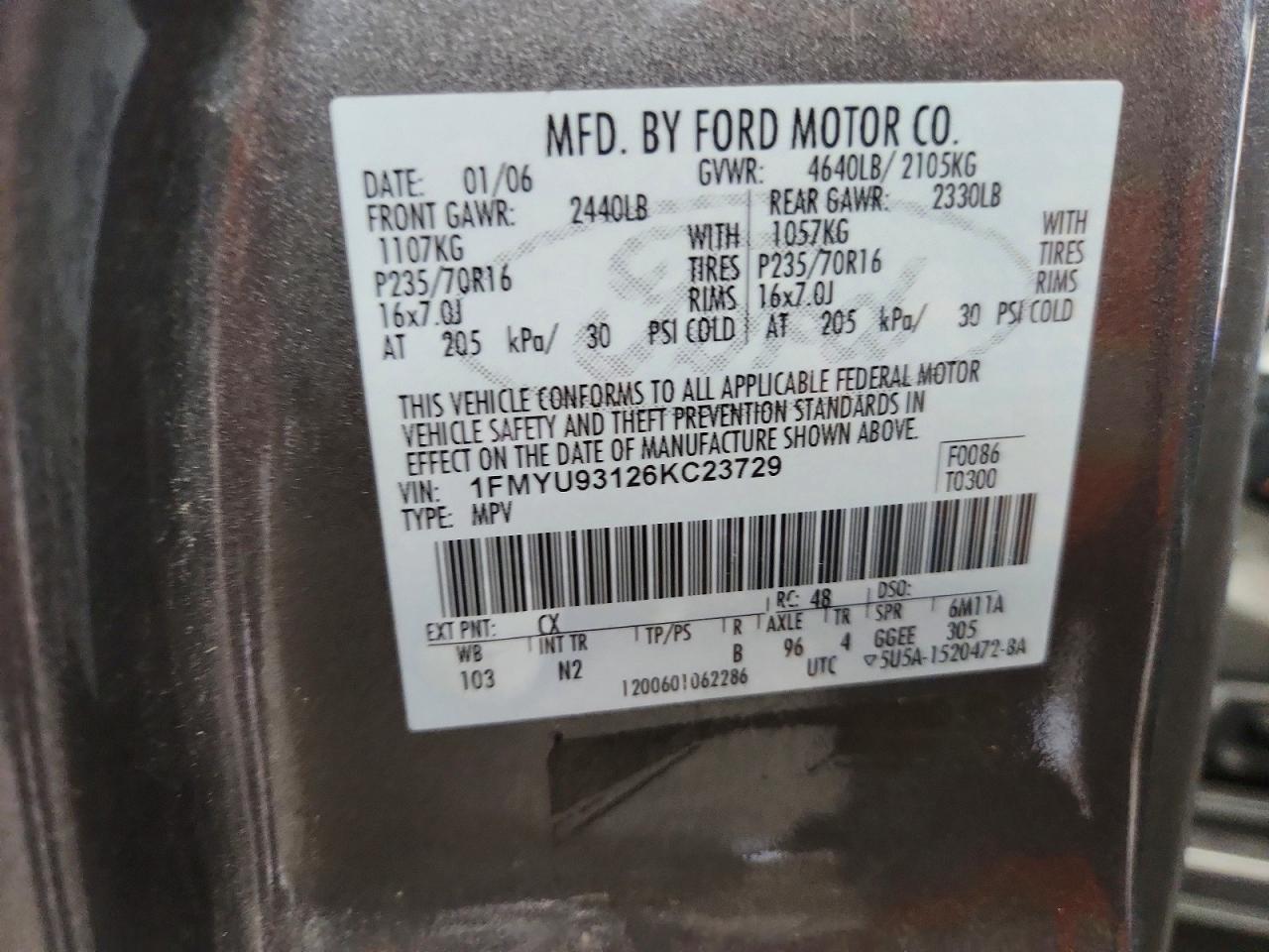 2006 Ford Escape Xlt Gray vin: 1FMYU93126KC23729