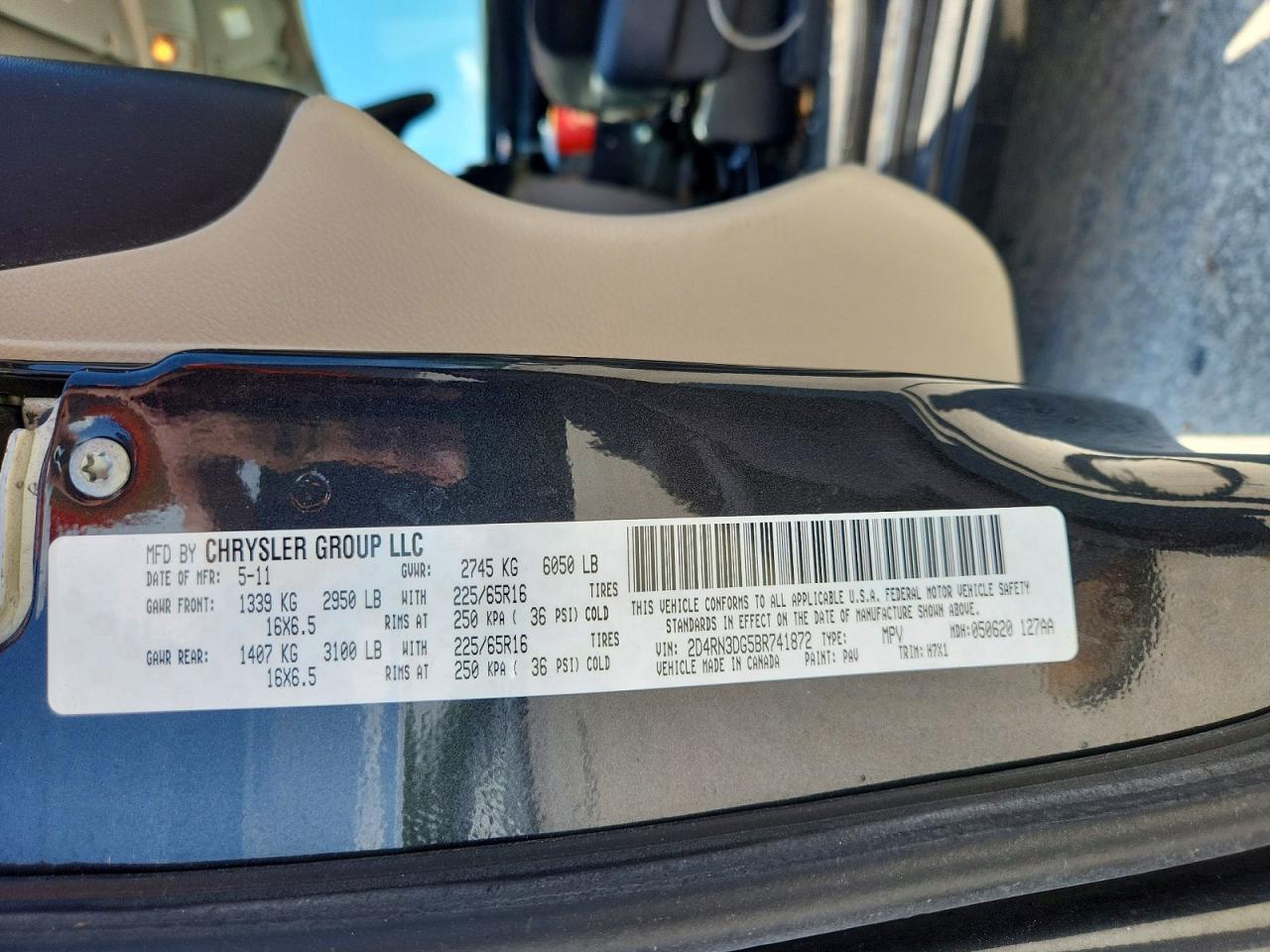 2011 Dodge Grand Caravan Mainstreet Charcoal vin: 2D4RN3DG5BR741872