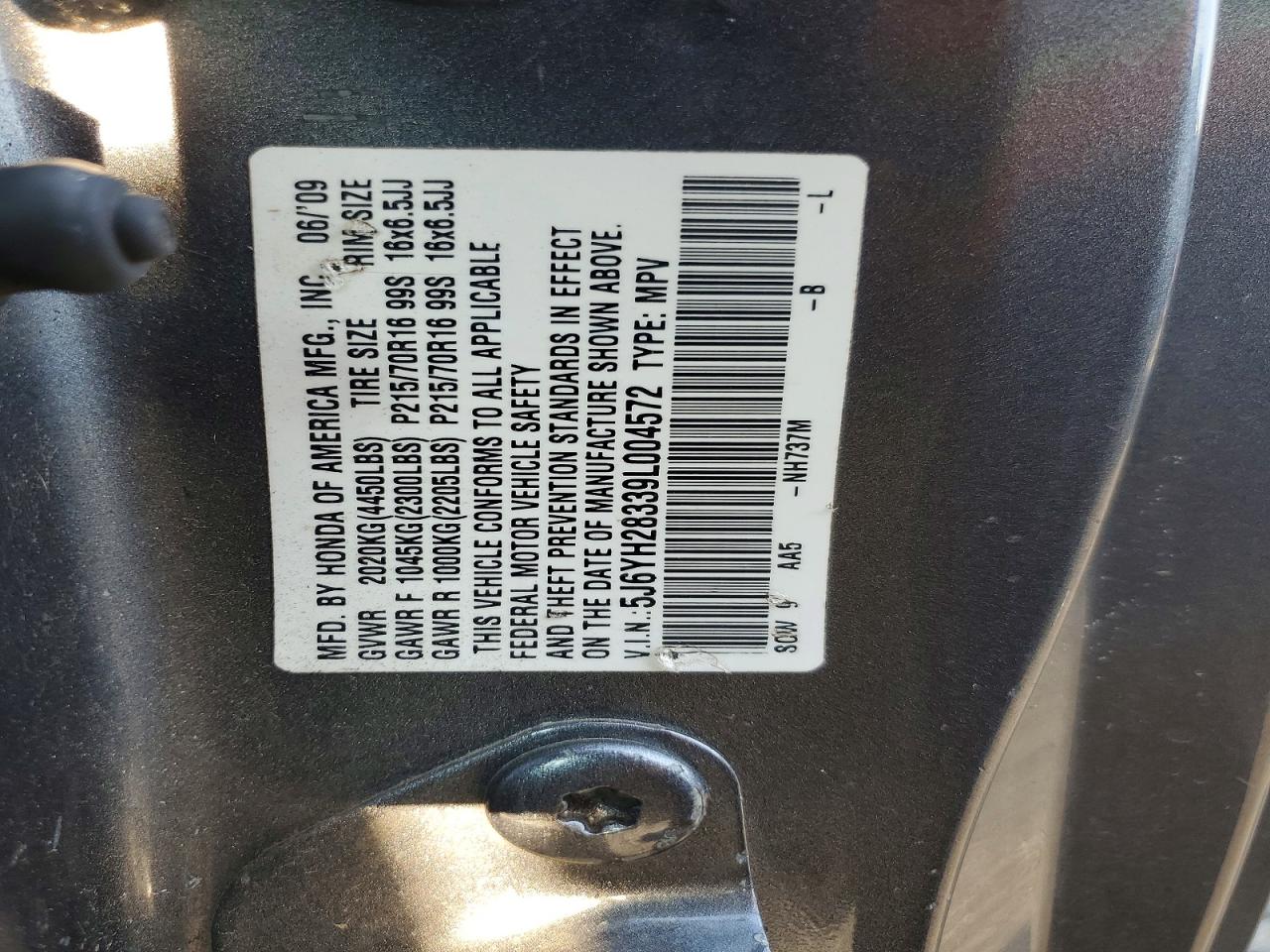 2009 Honda Element Lx Gray vin: 5J6YH28339L004572